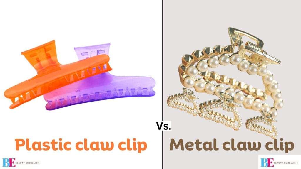 A comparison of metal and plastic claw clips for hairstyling